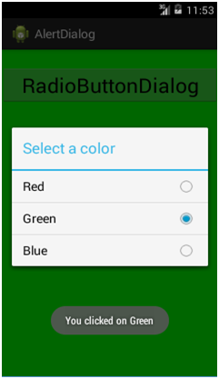 Radio button dialog