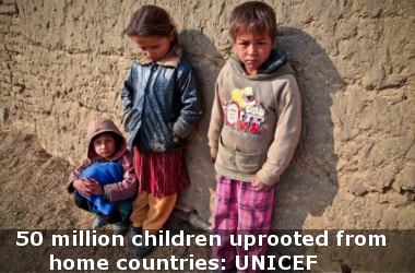 50 million children uprooted from home countries: UNICEF