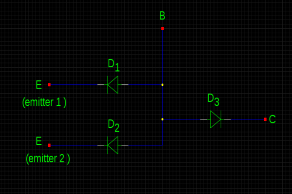 Equivalent Circuit of Multiple Emitter Transistor.png
