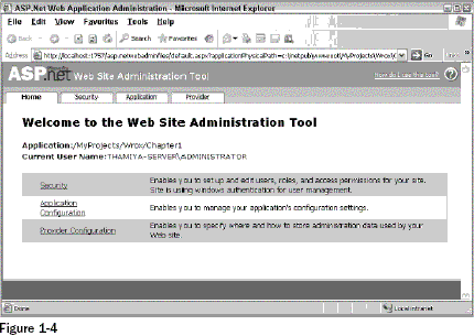ASP.NET Web Application Administration tool in action.