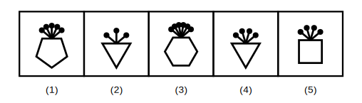 five polygons each topped with a cluster of pins, four where the number of pins equals the number of sides of the polygon and one with one pin too many