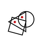 solution figure with red dots showing where the dots can be placed in the correct answer figure for dot situation question 10
