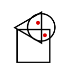 solution figure with red dots showing where the dots can be placed in the correct answer figure for dot situation question 12