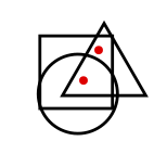solution figure with red dots showing where the dots can be placed in the correct answer figure for dot situation question 13