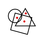 solution figure with red dots showing where the dots can be placed in the correct answer figure for dot situation question 16