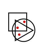 solution figure with red dots showing where the dots can be placed in the correct answer figure for dot situation question 4