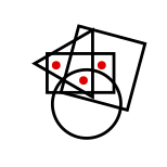 solution figure with red dots showing where the dots can be placed in the correct answer figure for dot situation question 7