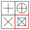 solution figure showing the figure matrix completed for figure matrix question 1