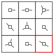 solution figure showing the figure matrix completed for figure matrix question 11