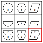 solution figure showing the figure matrix completed for figure matrix question 13