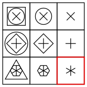 solution figure showing the figure matrix completed for figure matrix question 16