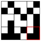 solution figure showing the figure matrix completed for figure matrix question 19