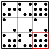 solution figure showing the figure matrix completed for figure matrix question 21