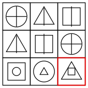 solution figure showing the figure matrix completed for figure matrix question 22