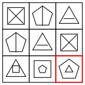 solution figure showing the figure matrix completed for figure matrix question 24