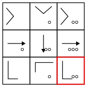 solution figure showing the figure matrix completed for figure matrix question 29