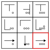 solution figure showing the figure matrix completed for figure matrix question 30
