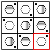 solution figure showing the figure matrix completed for figure matrix question 6
