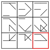 solution figure showing the figure matrix completed for figure matrix question 7