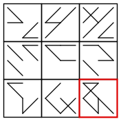 solution figure showing the figure matrix completed for figure matrix question 8