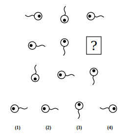 figure arrangement with a question mark and four answer figures 1 to 4, image analysis question 19