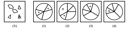 key figure X made of pieces and four answer figures 1 to 4, image analysis question 5