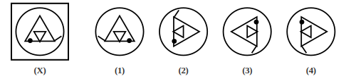 key figure X and four answer figures 1 to 4 showing possible rotations, image analysis question 9