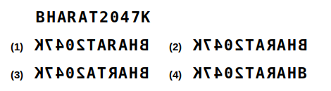 a combination of letters and numbers followed by four candidate mirror images numbered 1 to 4, mirror images question 26