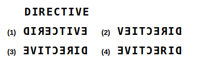 a combination of letters and numbers followed by four candidate mirror images numbered 1 to 4, mirror images question 30