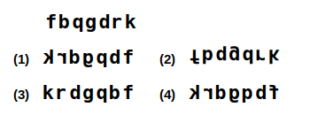 a combination of letters and numbers followed by four candidate mirror images numbered 1 to 4, mirror images question 34
