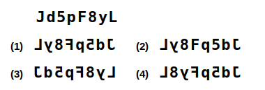 a combination of letters and numbers followed by four candidate mirror images numbered 1 to 4, mirror images question 37