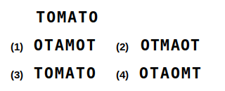 a combination of letters and numbers followed by four candidate mirror images numbered 1 to 4, mirror images question 38