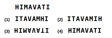 a combination of letters and numbers followed by four candidate mirror images numbered 1 to 4, mirror images question 40