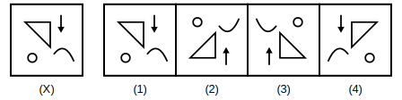 figure X followed by four candidate mirror images numbered 1 to 4, mirror images question 43