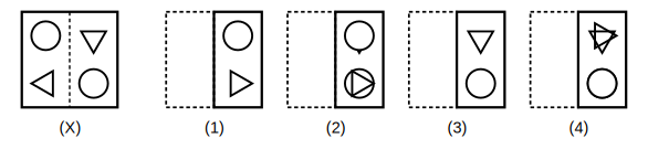 transparent sheet X with a pattern and a dotted fold line, and four answer figures 1 to 4 for paper folding question 10
