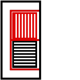 solution figure with the folded-over part shown in red for paper folding question 16