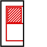 solution figure with the folded-over part shown in red for paper folding question 17