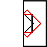 solution figure with the folded-over part shown in red for paper folding question 19