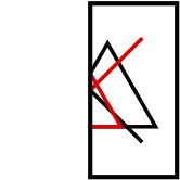 solution figure with the folded-over part shown in red for paper folding question 20