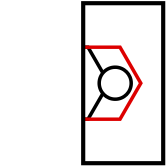 solution figure with the folded-over part shown in red for paper folding question 21