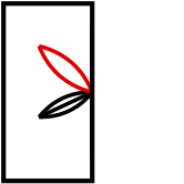 solution figure with the folded-over part shown in red for paper folding question 22
