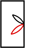 solution figure with the folded-over part shown in red for paper folding question 23
