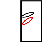 solution figure with the folded-over part shown in red for paper folding question 24