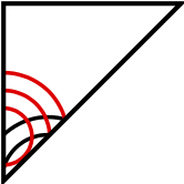 solution figure with the folded-over part shown in red for paper folding question 28