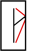 solution figure with the folded-over part shown in red for paper folding question 34