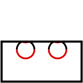 solution figure with the folded-over part shown in red for paper folding question 7