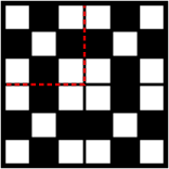 solution figure showing the pattern completed for pattern completion question 11