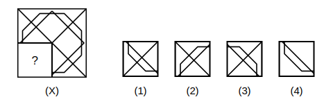 question figure with a missing quarter and four answer figures 1 to 4 for pattern completion question 2