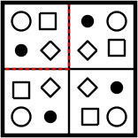 solution figure showing the pattern completed for pattern completion question 20
