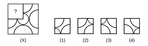 question figure with a missing quarter and four answer figures 1 to 4 for pattern completion question 23